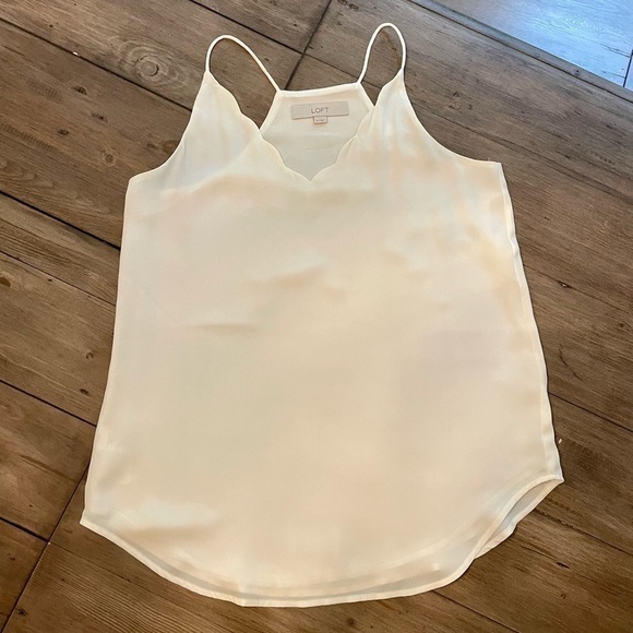 𝅺loft Scalloped sleeveless spaghetti strap flowy Dress Top - Picture 1 of 7